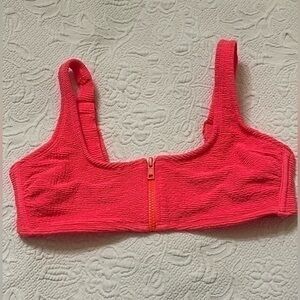 XHILARATION SALMON / ORANGE  TEXTURED ZIP TANK BIKINI TOP SZ MEDIUM